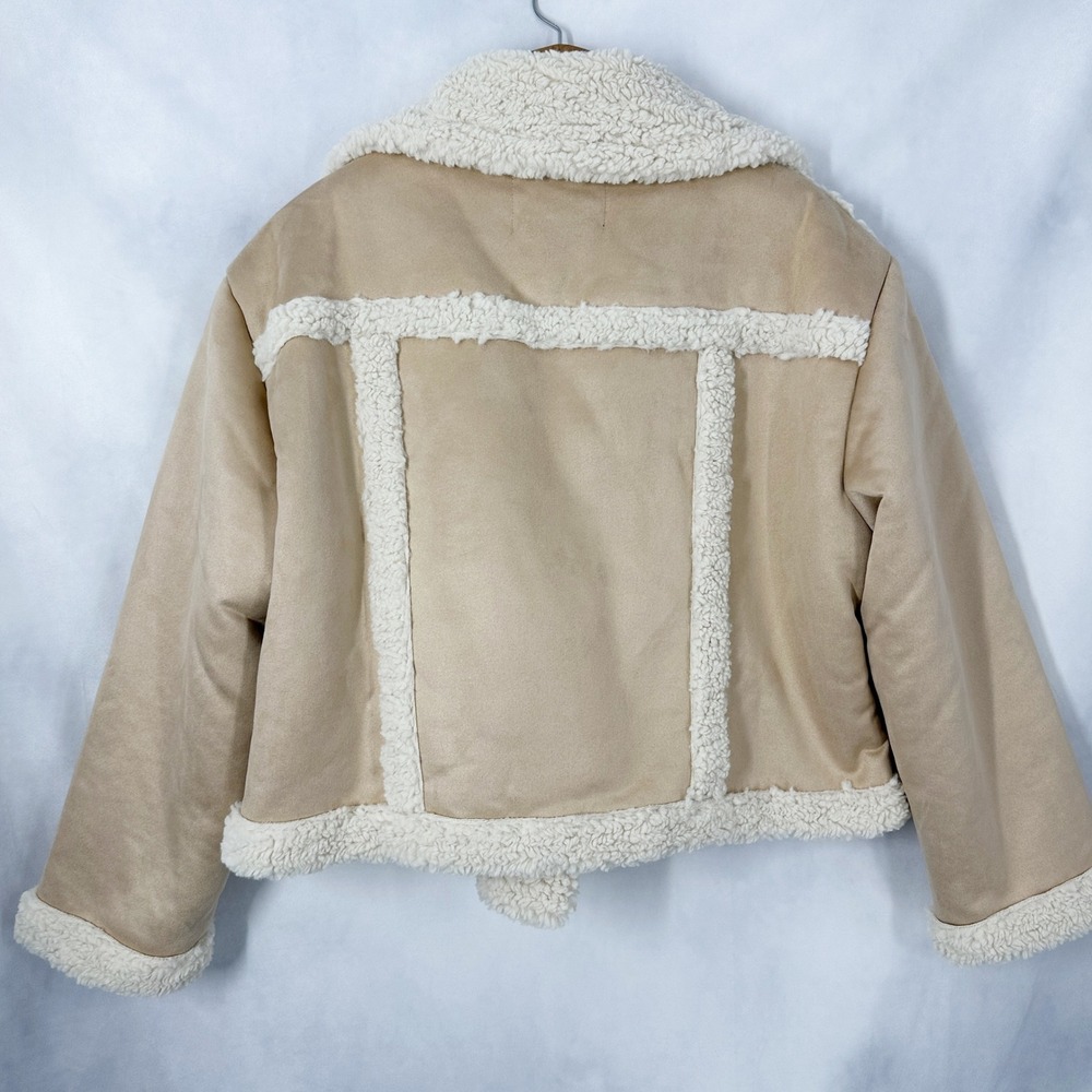 Frye Faux Shearling & Suede Long Sleeve Moto Jacket Women's Size XL NEW - Picture 6 of 13